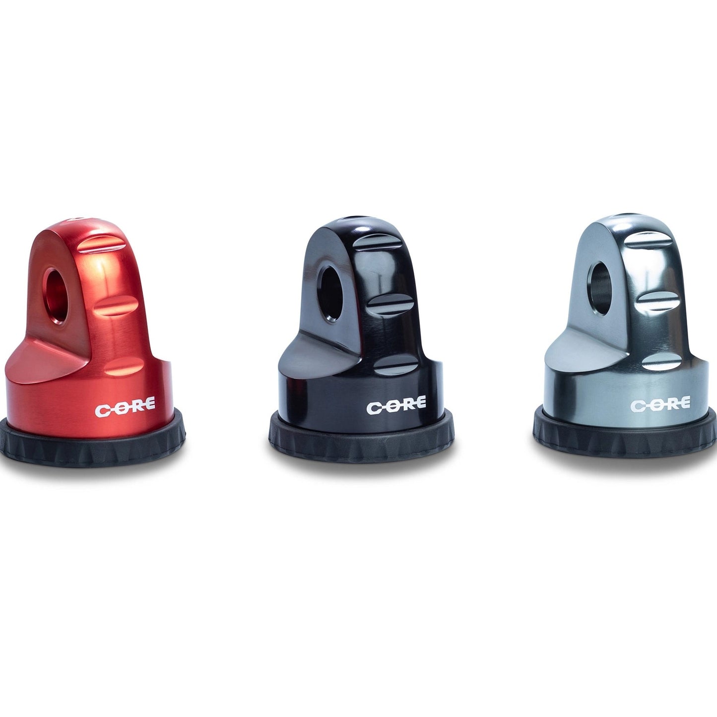 CORE12TAluminumWinchCableStop–Titanium/Red/Black
