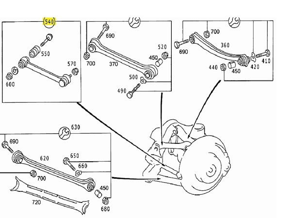 W202CClass1993-2000RearLowerTieRodControlArm–Genuine