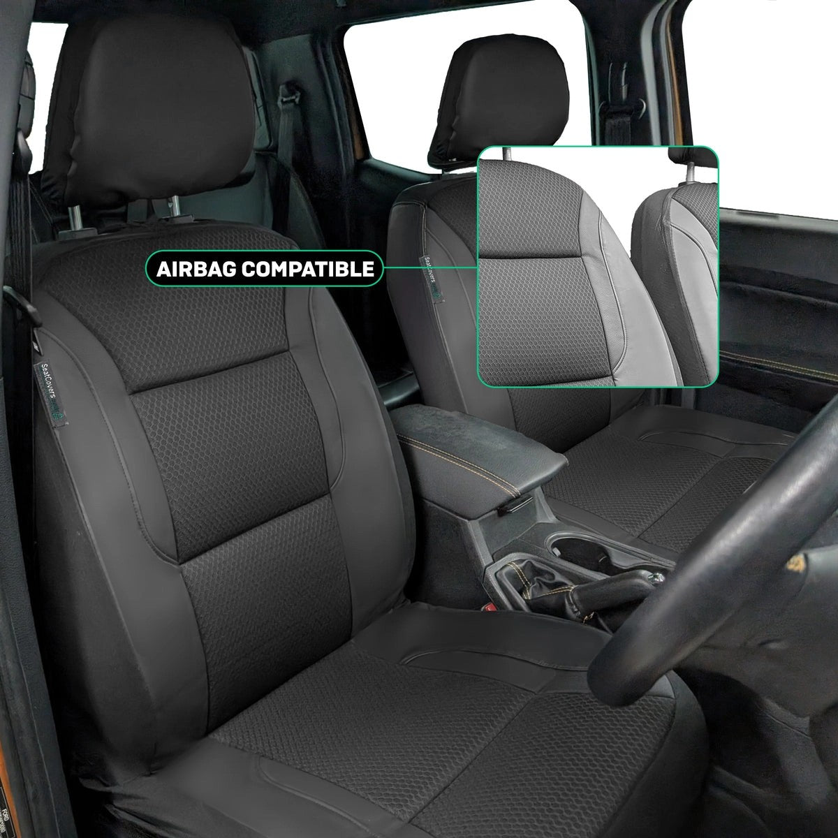 Driver&PassengerSemi-TailoredLeatherette&MemoryFoamSeatCovers-Waterproof&AirbagCompatible