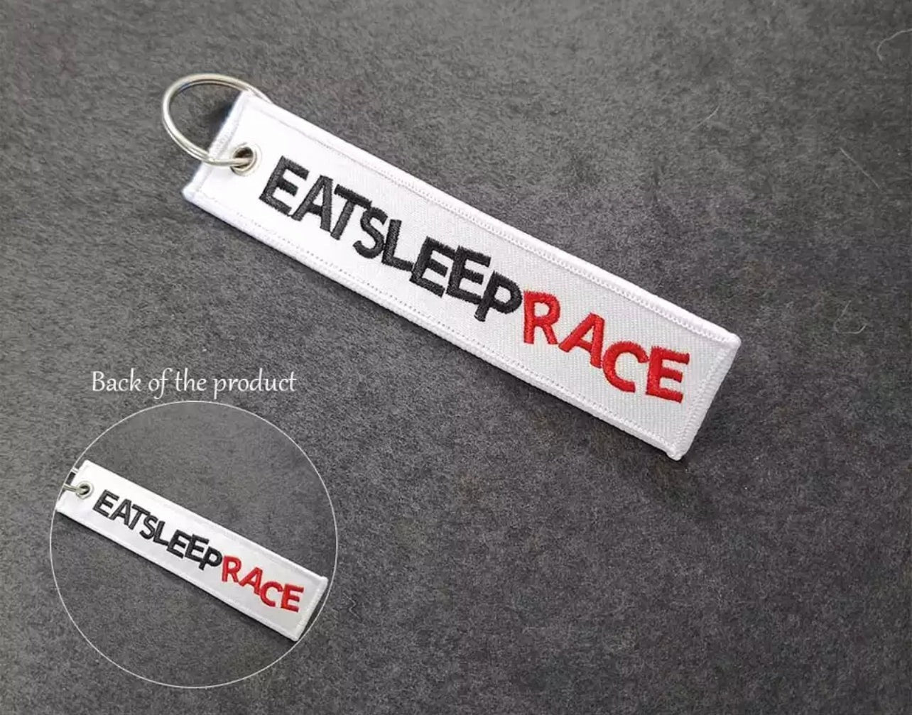 EatSleepRaceCarKeyringJettag
