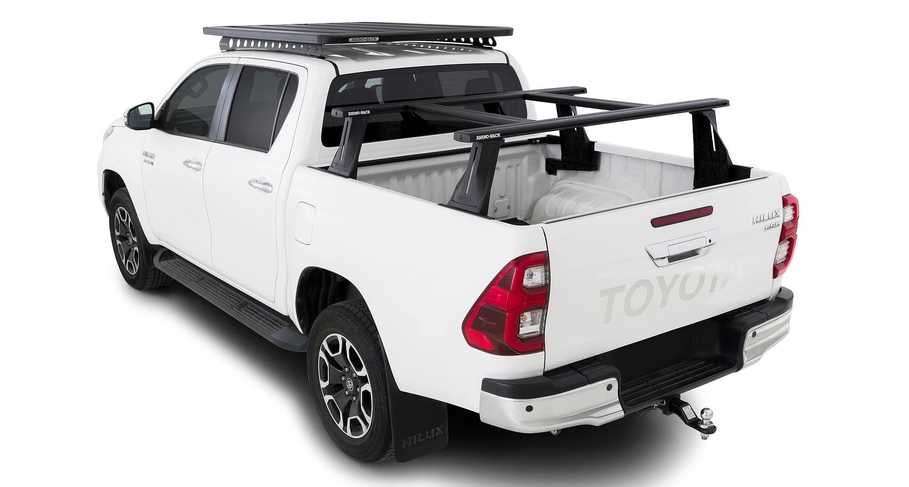 Kitof2x1500mmbedrailswithReconn-Decksystemand2xcrossbarsforToyotaHiluxRevo2015+-RHINO-RACK