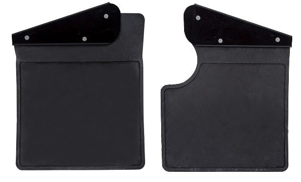 LANDROVERDEFENDER90REARMUDFLAPSETWITHBRACKETSWITHCUTOUTLR055332P/40P.