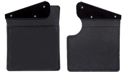 LANDROVERDEFENDER90REARMUDFLAPSETWITHBRACKETSWITHCUTOUTLR055332P/40P.