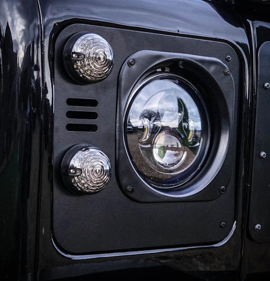 LandRoverDefenderCNCMachinedStealthAluminiumHeadlightSurrounds