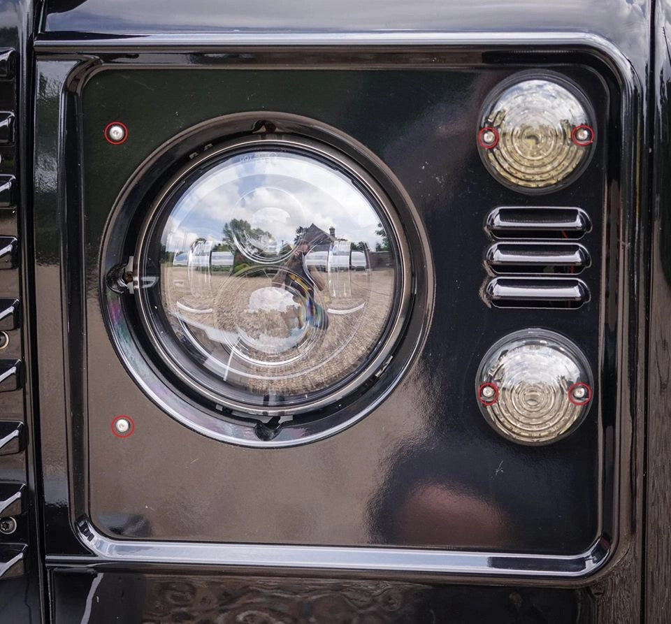 LandRoverDefenderHeadlight,Sidelight&HeadlightSurroundBespokeSecurityBoltKit