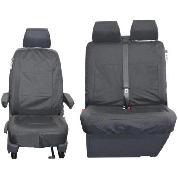 Transporter2016OnwardsSeatCoverFront1+2WithAirbagAndCentreArmrest–Black