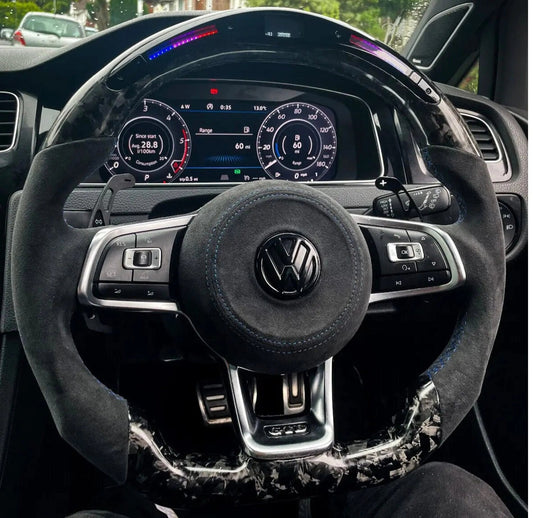 VolkswagenGolfMK7/MK7.5GTI/RLEDDisplayCarbonFibreSteeringWheel(LEDCUSTOM/2013-2020Models)
