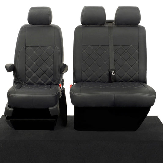 VolkswagenTransporterT6.1KombiVan2019+LeatheretteSeatCovers-Front