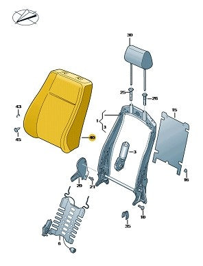 VWAmarok2017-2022Driver’sSeatBackrestPadding