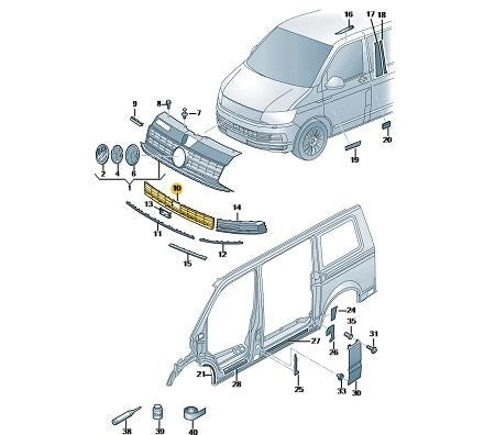 VWTransporter2016–2019CentreGrillePiece